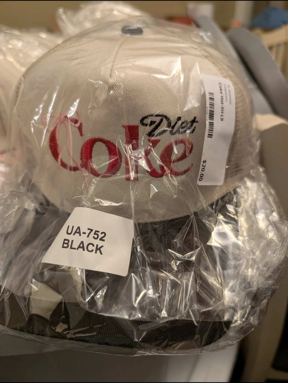 Cream and Black Diet CokeTrucker Hat - Logo